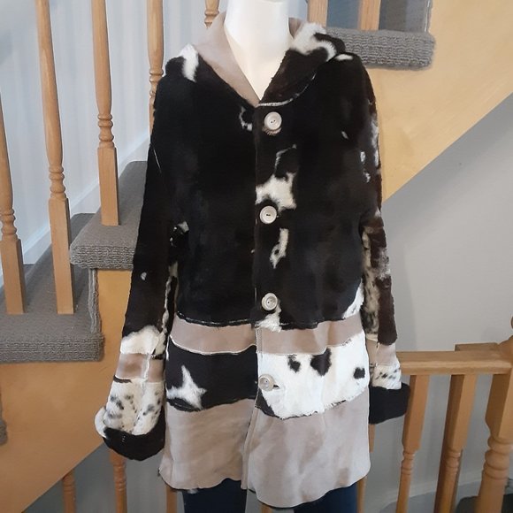 Vintage Cowhide Coat- Women's Size M - Picture 4 of 14